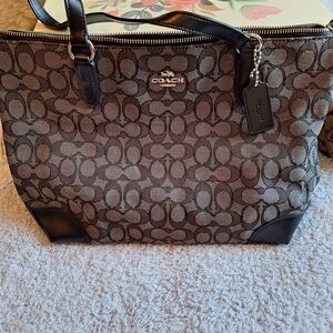 Coach Signature Brown and Black Tote Bag